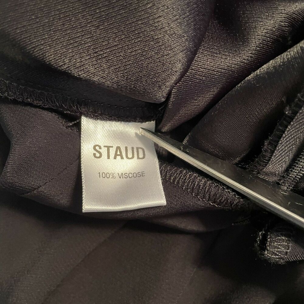 STAUD Jumpsuit Sz 2 Black Gabriella Wide Leg Luxury Designer Keyhole Front NWT - Picture 5 of 11